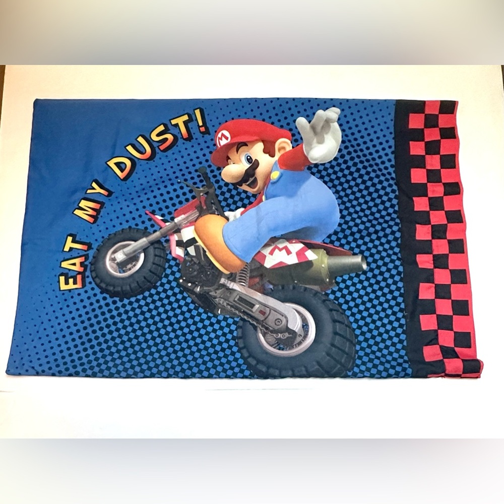 Nintendo 2010 Mario & Luigi "Eat My Dust" Wii Reversible Std PillowCase